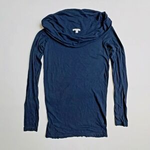James Perse Cowl Neck Top Womens 4 Navy Sheer Minimalist WUA3030